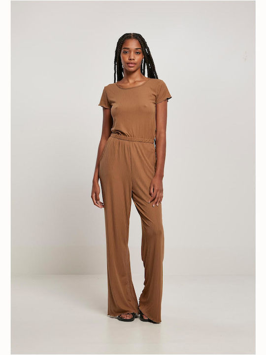 Damen Kurzärmelig Einteiler Anzug Dark Taupe
