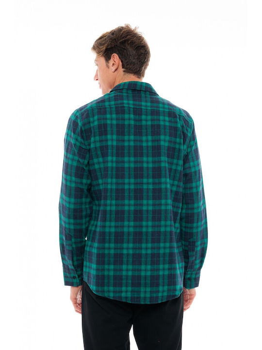 Biston Men's Shirt Long Sleeve Checked Green