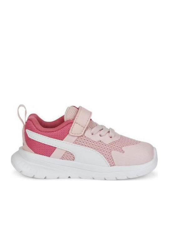 Evolve Run Mesh Kids Sports Shoes Running with Hoop & Loop Closure Pink
