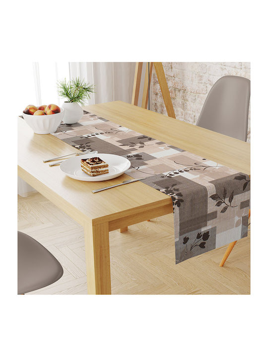 Dimcol Branch Cotton & Polyester Stain Resistant Tablecloth Runner 463 Beige 40x180cm