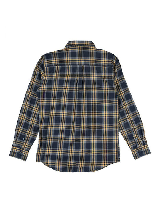 Losan Men's Shirt Long Sleeve Flannel Checked Blue/Yellow/Grey