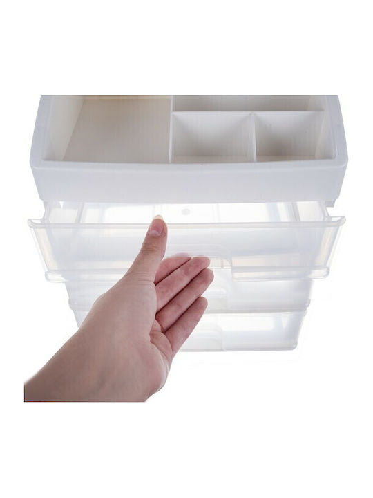 Soulima Organizator Cosmetice Cu 3 Sertare Alb 27x23.5x17cm