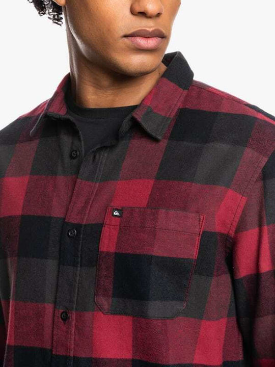 Motherfly Long-sleeved Flannel Shirt Checked Burgundy