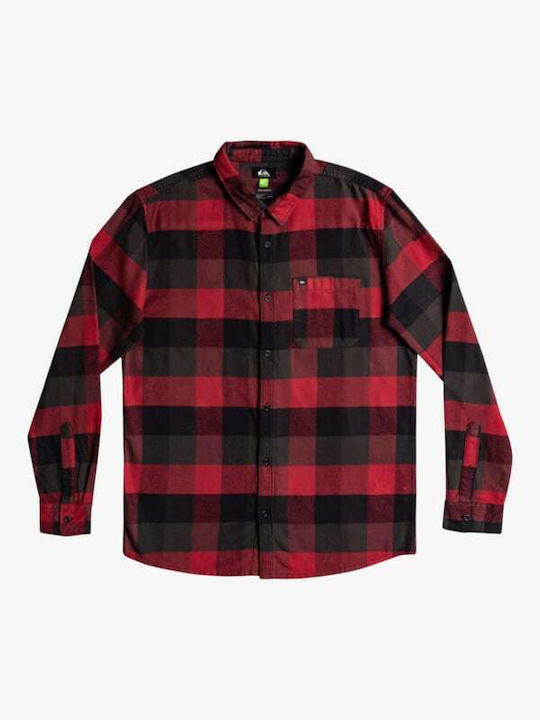 Motherfly Long-sleeved Flannel Shirt Checked Burgundy