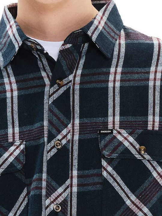 Langärmlig Flanell Hemd Geprüft Navy/Wine