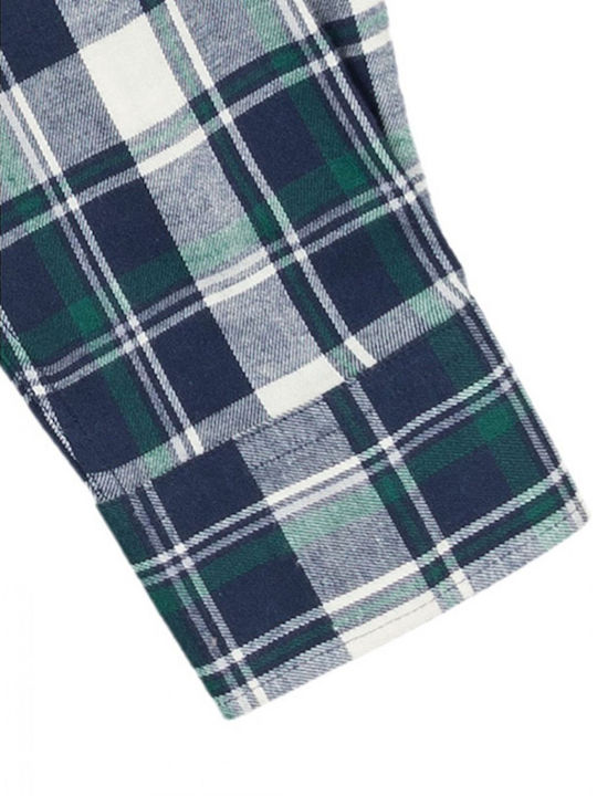 Long Sleeve Flannel Checked Shirt Green/Blue/Grey