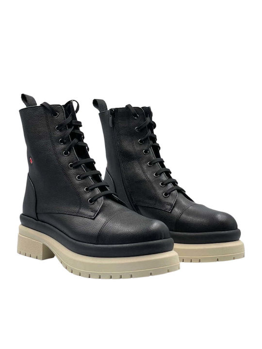 Leder Stiefeletten Damen Schwarz