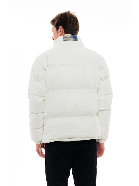 Biston Ανδρικό Χειμωνιάτικο Μπουφάν Puffer Off White