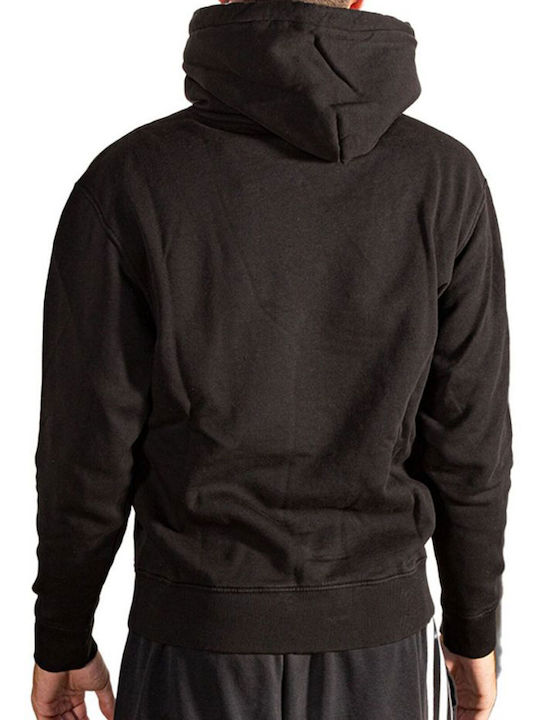 Franklin & Marshall Crest Logo Men's Sweatshirt with Hood and Pockets Black/White