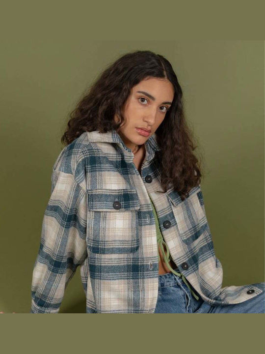 Γυναικείο Καρό Μπλε Overshirt