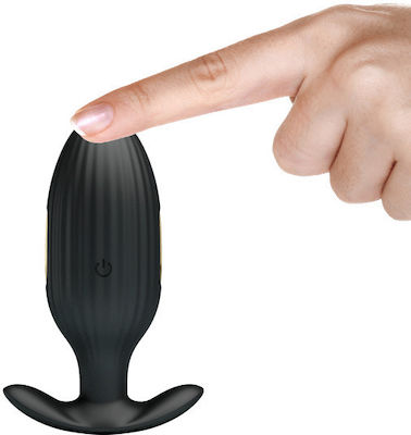 Pretty Love Jefferson Electric Shock 12 Functions Vibrating Butt Plug Anal Plug with Vibration Black BI-040083HP