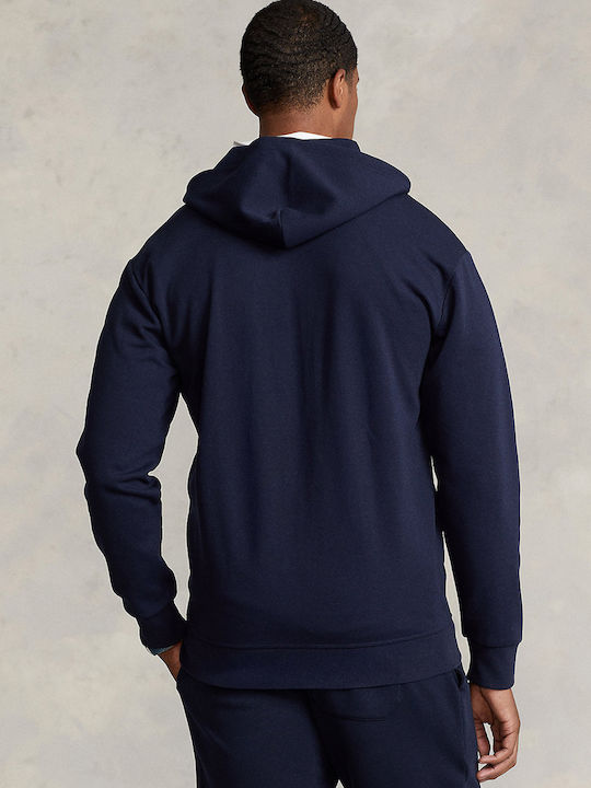 Ralph Lauren Men's Sweatshirt Jacket with Hood and Pockets Navy Blue
