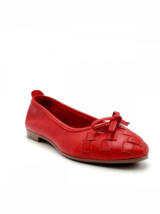 Boxer Leather Women's Ballerina Shoes In Red Colour