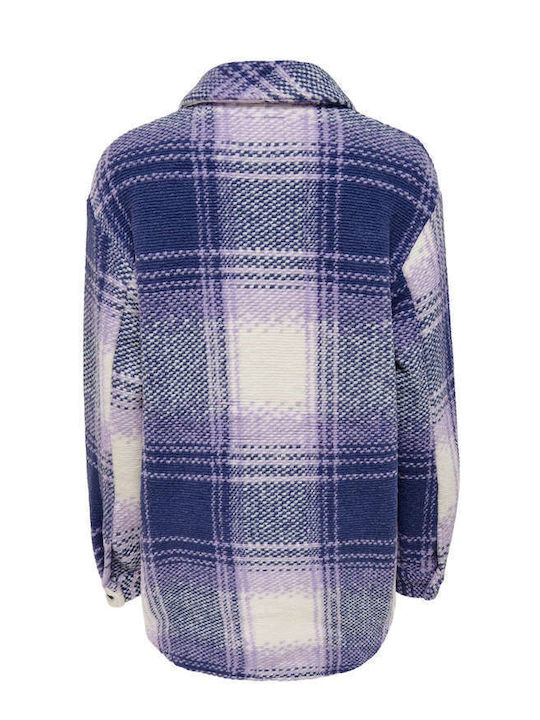 Дамско Проверено Лилав Overshirt