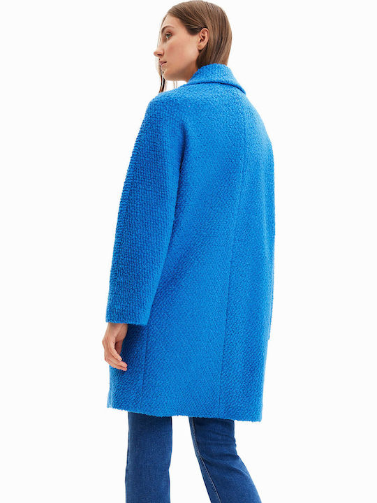 Desigual Women's Blue Coat with Buttons 22WWEW16-5157
