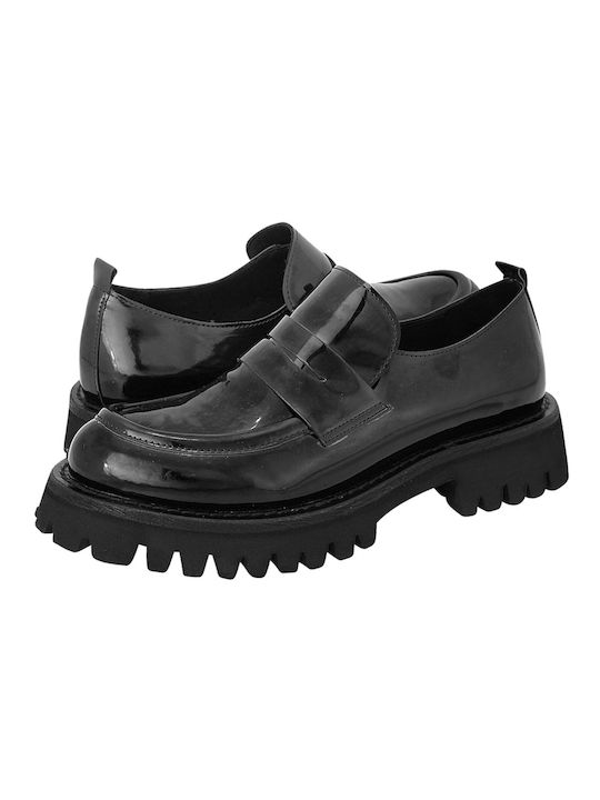 Bueno Shoes Δερμάτινα Γυναικεία Oxfords σε Μαύρο Χρώμα