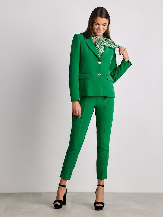 Dama Tesatura Capri Pantaloni cu Elastic Verde