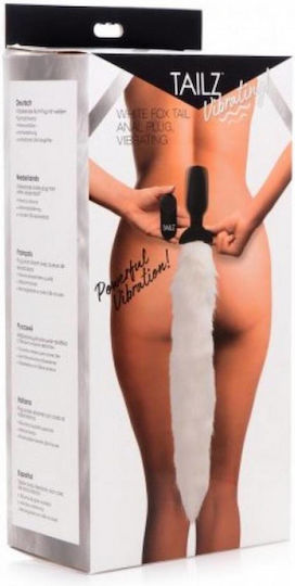 XR Vibrating Anal Plug With Fox Tail Anal Plug with Wireless Functionality and Vibration White