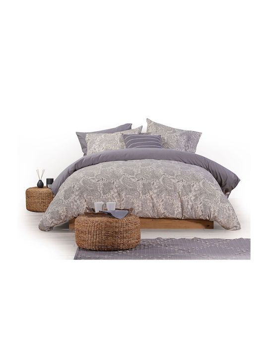 Nef-Nef Homeware Set Bettbezug Baumwolle Einzelbett mit Kissenbezug 160x230 Honor 031926 Grey