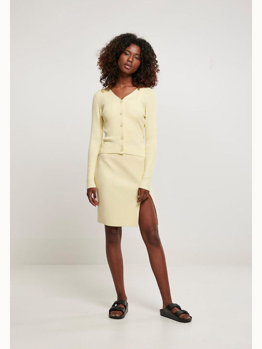 TB4806 Къса Дамска плетена жилетка Soft Yellow