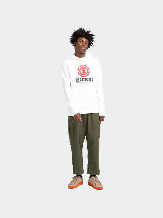 Element Vertical Men's Sweatshirt with Hood and Pockets White