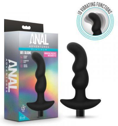 Blush Anal Adventures Platinum Vibrating Prostate Massager 03 Πρωκτική Σφήνα με Δόνηση Μαύρη 15.2cm