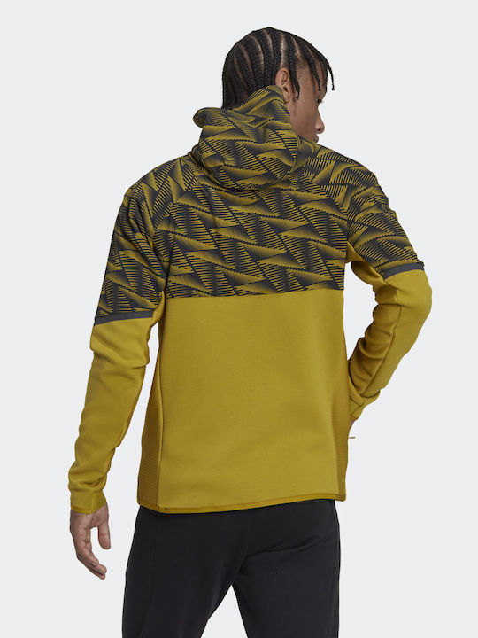Adidas Ανδρική Ζακέτα με Φερμουάρ και Κουκούλα Κίτρινη