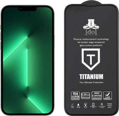 Idol 1991 Titanium Semi Curved 0.25mm Full Glue Full Face Tempered Glass Black (iPhone 14 / 13 / 13 Pro) 8322099