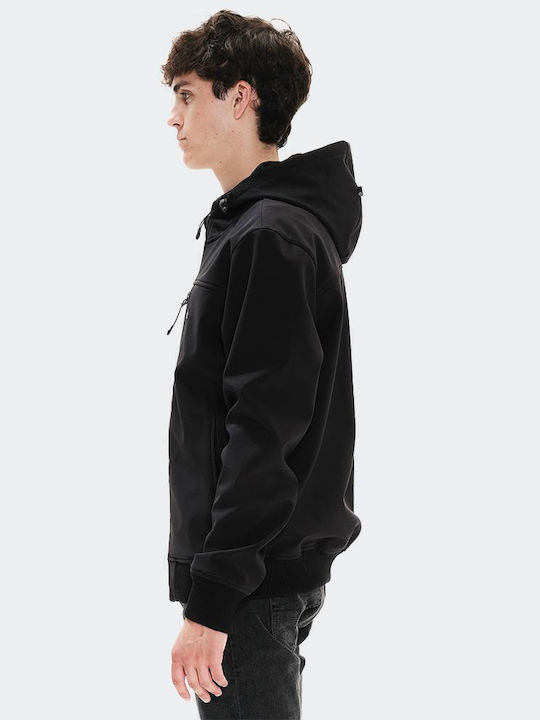 Χειμωνιάτικο Μπουφάν Softshell Αδιάβροχο και Αντιανεμικό Μαύρο
