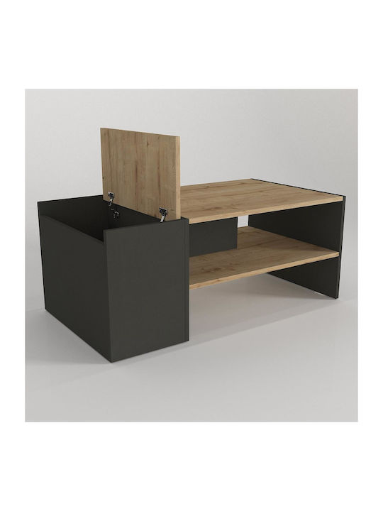 Rectangular Coffee Table Leros Wooden Natural / Charcoal L110xW60xH45cm.