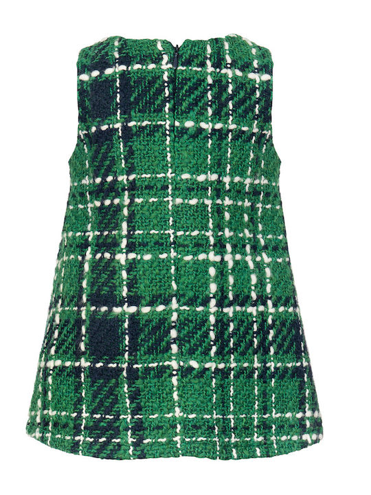 Balloon Chic Kids Dress Checked Sleeveless Green