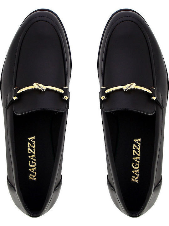 Leather Women's Loafers in Black Color