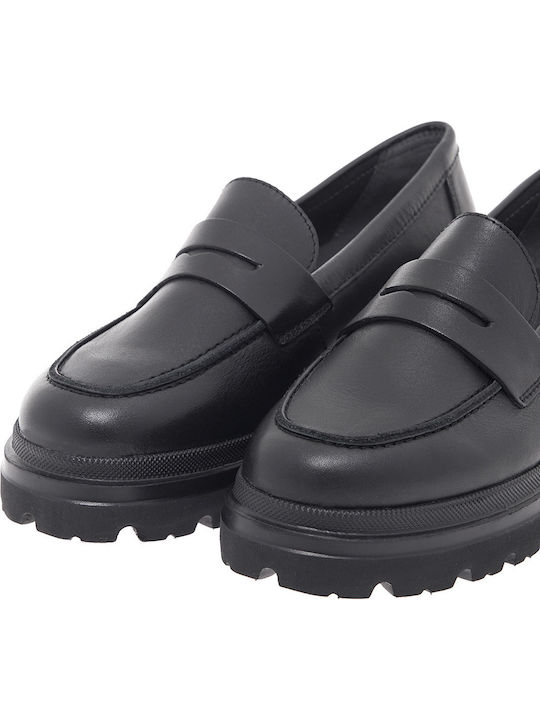 Leather Women's Moccasins in Black Color