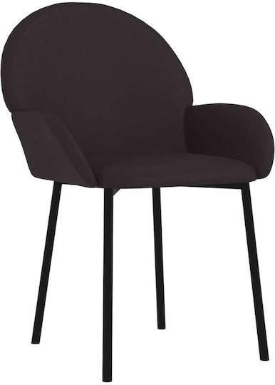 Dining Room Artificial Leather Armchair Black Velvet-Black Metal 58x57x78.5cm 2pcs
