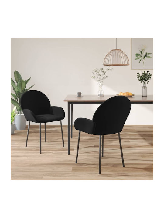 Dining Room Velvet Armchair Μαύρο 58x57x78.5cm 2pcs