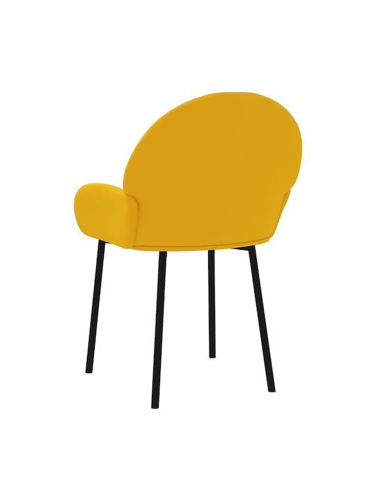 Dining Room Velvet Armchair Yellow 58x57x78.5cm 2pcs