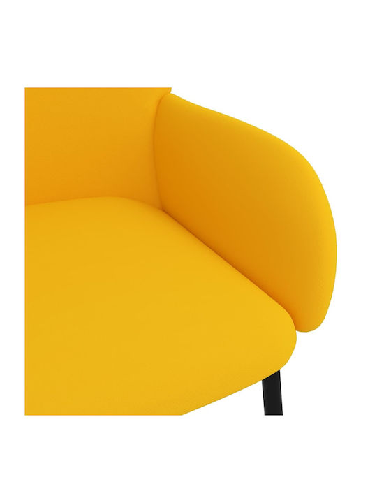 Dining Room Velvet Armchair Yellow 58x57x78.5cm 2pcs