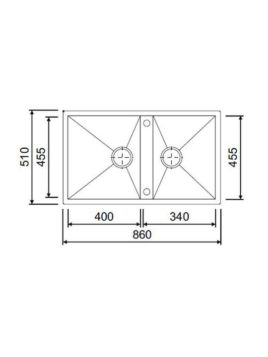 Macart Barazza Quattro N-200 Ένθετος Νεροχύτης Inox Σατινέ Μ86xΠ51cm Ασημί