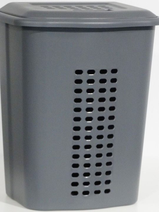 Viomes Wäschekorb Kunststoff 52lt mit Deckel 43x36x55cm Grau