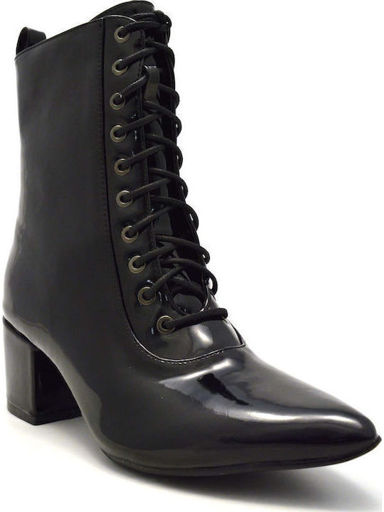 Stiefeletten Damen aus Lackleder Schwarz
