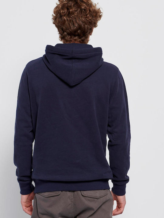 Funky Buddha Men's Sweatshirt with Hood and Pockets Navy Blue