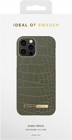iDeal Of Sweden Atelier Задна корица Изкуствена кожа Khaki Croco (iPhone 12 / 12 Pro)