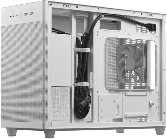 Asus Prime AP201 Gaming Micro Tower Κουτί Υπολογιστή με Πλαϊνό Παράθυρο Mesh White Edition