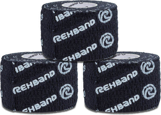 Rehband RX Athletic Power-Wrap Hookgrip Tape Ελαστικές Αυτοκόλλητες Αθλητικές Ταινίες 3.8cm x 4.5m Μαύρες 3τμχ
