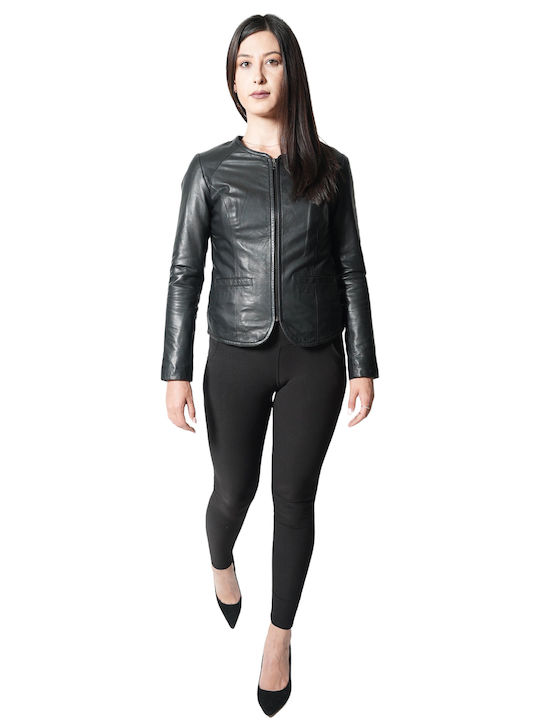 GEMINI WOMEN'S LEATHER JACKET BLACK