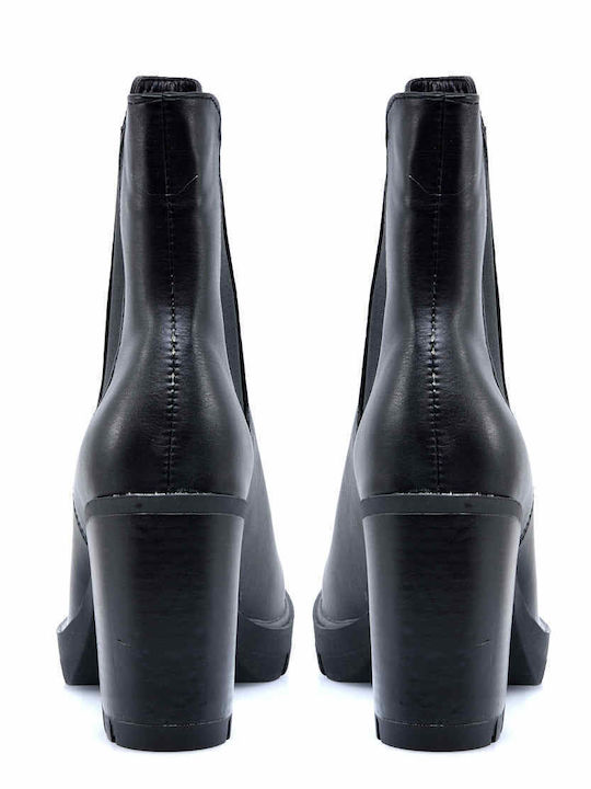 Damen Chelsea Stiefeletten mit hohem Absatz Schwarz