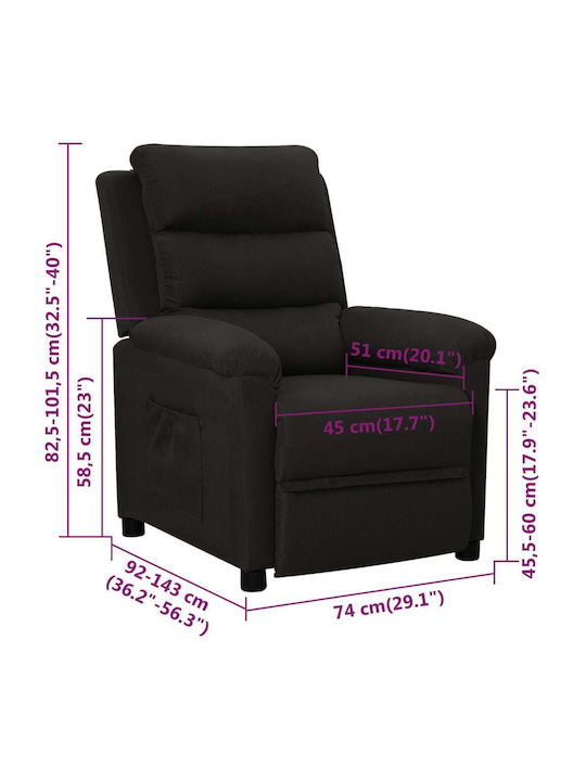 Fotoliu Relax cu Puf Negru 74x92x101.5cm