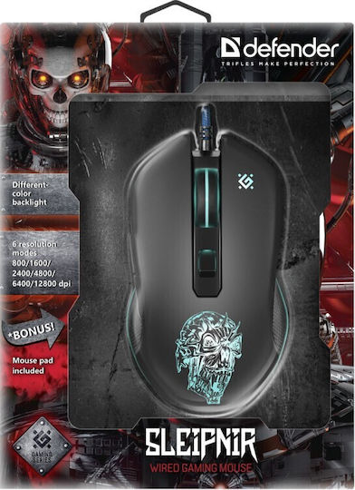 Defender Sleipnir GM-927 RGB Геймърска Мишка 12800 DPI Черен