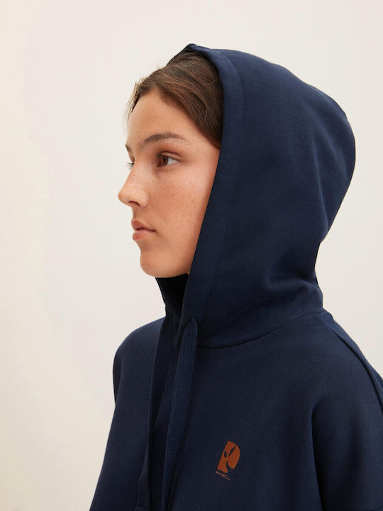Lang Damen Sweatshirt Kapuzen Marineblau