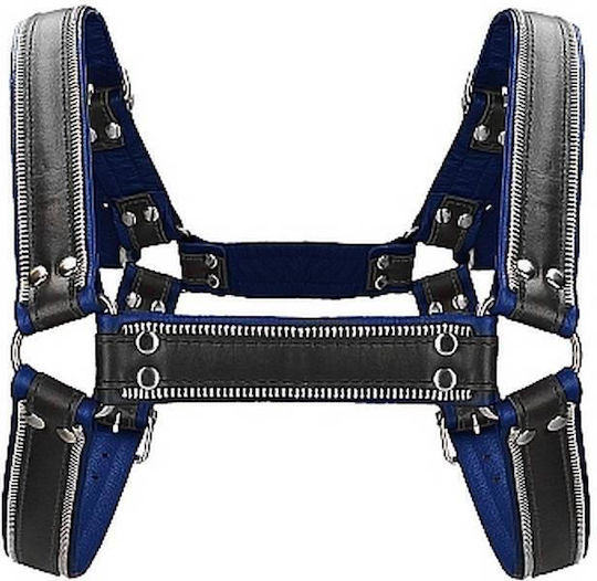Shots Ouch Z Series Chest Bulldog Leather Harness Black / Blue